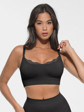 Glattes Spitzen-Bralette - Schwarz
